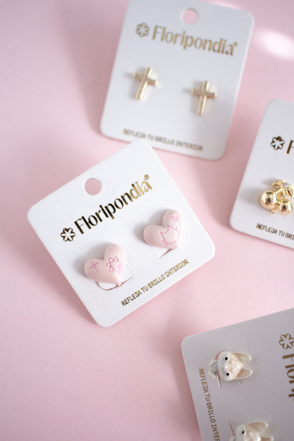 Aretes Corazon Pink