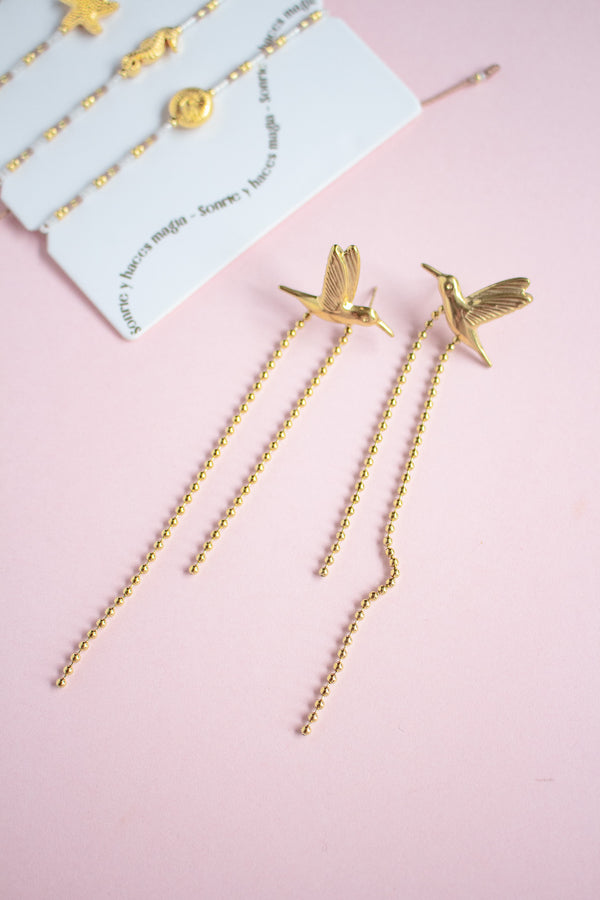 Aretes Dorados Colibri