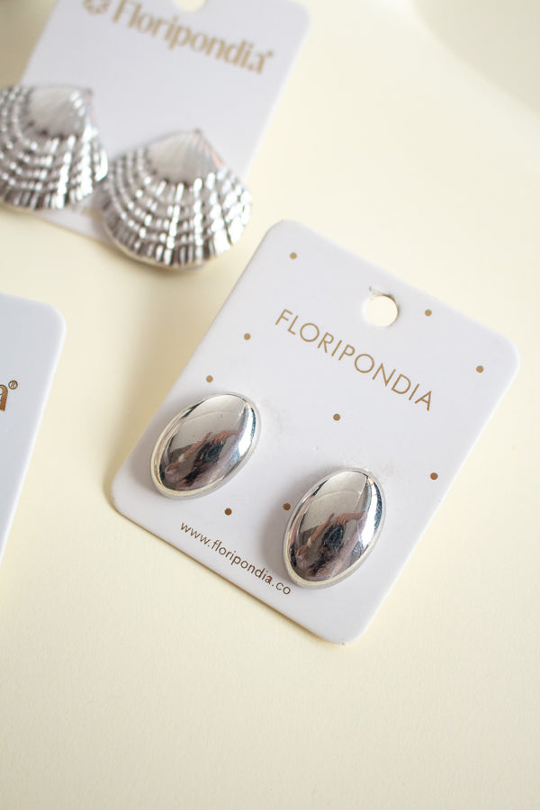 Aretes Ovalos Plateados