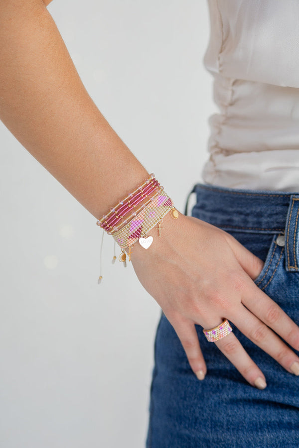 Pulsera Tejida Rosa